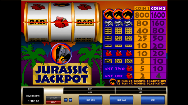 Игровой интерфейс Jurassic Jackpot 5