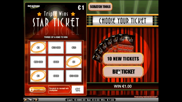 Игровой интерфейс Triple Wins Star Ticket 4